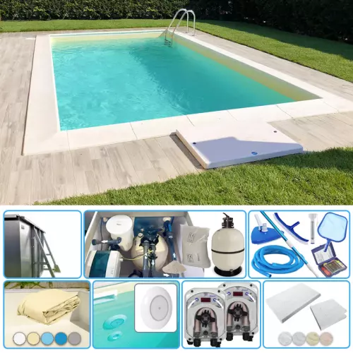 Piscina interrata in pannelli d'acciaio ITALIKA® EASY rettangolare 7,00 x 3,00 h1,50 m - KIT PRO con liner a sacco 0,75 mm