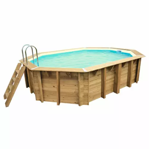 Piscina in legno ottagonale NorthWood 490 - 4,90 x 3,00 h1,20 m - Liner BEIGE