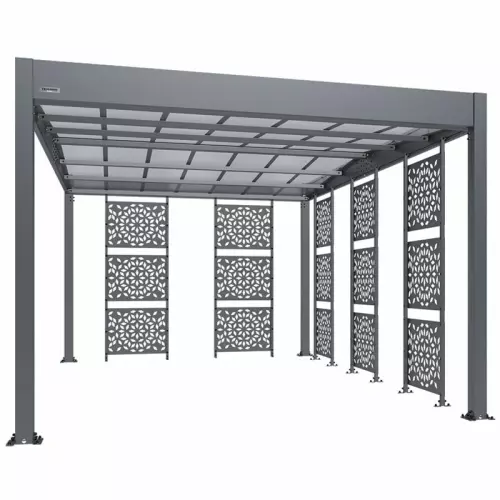 Tettoia per auto in alluminio PONENTE 5,09 x 3,26 x h 2,34 m  : con 5 pannelli