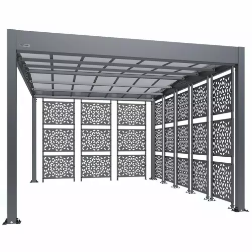 Tettoia per auto in alluminio PONENTE 5,09 x 3,26 x h 2,34 m  : con 8 pannelli
