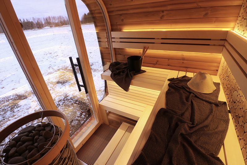 Sauna finlandese da esterno ROUND CUBE MINI 4 posti