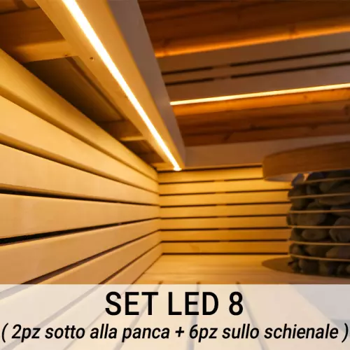 Kit illuminazione strisce LED SET 8 per panca e schienale sauna