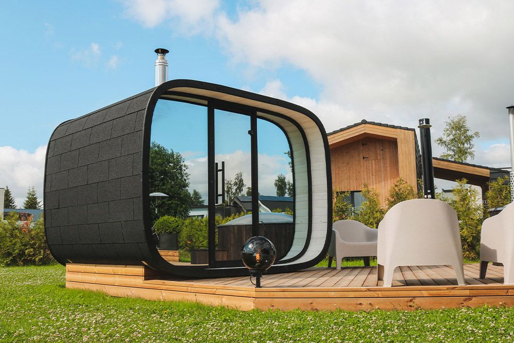 Sauna finlandese da esterno ROUND CUBE SINGLE 8 posti