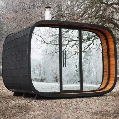 Sauna finlandese da esterno ROUND CUBE SINGLE 3,10 x 2,40 x h. 2,20 m - STRUTTURA
