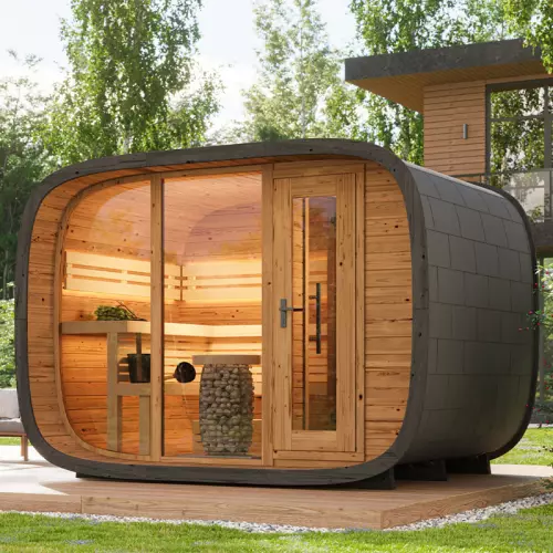 Sauna finlandese da esterno ROUND CUBE DOUBLE 3,10 x 2,40 x h. 2,20 m - STRUTTURA
