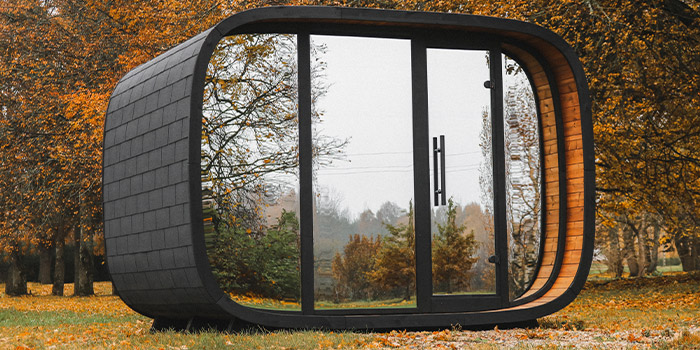 Sauna finlandese da esterno ROUND CUBE DOUBLE MIRROR 5 posti