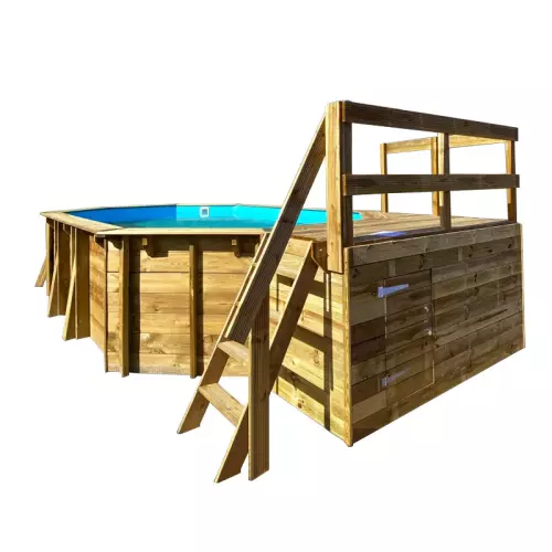 Piattaforma prendisole per piscina in legno fuori terra Giada
