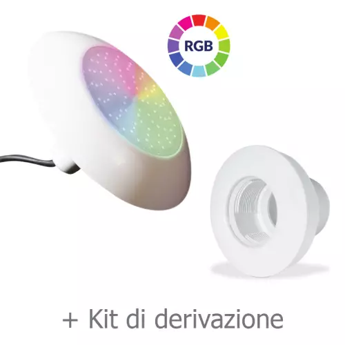 Kit a 1 faro D 297 mm a LED RGB da 780 lumen - 18W con bocchetta, kit derivazione e centralina