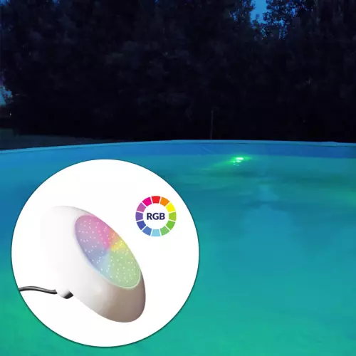 Faro LED per bocchetta piscina Ø 297 mm RGB da 780 Lumen - 18 W con kit installazione