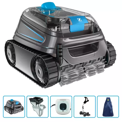 Robot pulitore automatico per piscina Zodiac CNX 40 iQ con carrello e copertura protettiva