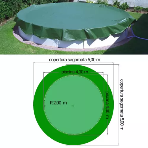 Copertura Invernale Ø 5,00 m GEOCOVER 240 gr/m² con occhielli e corda per piscina Clio 400
