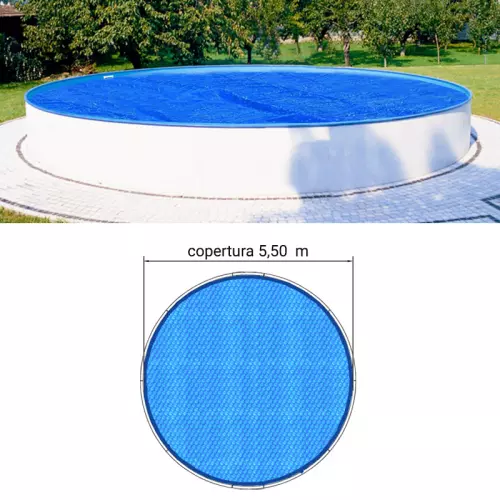 Copertura Isotermica Ø 5,50 m a bolle d'aria BUBBLE Blu 400 µ per piscina Clio