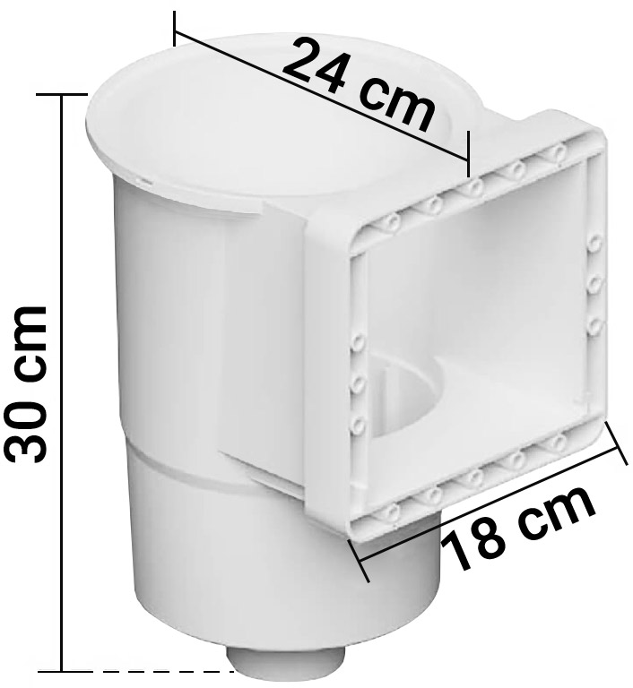 Skimmer per piscine in legno a bocca stretta - Dimensioni