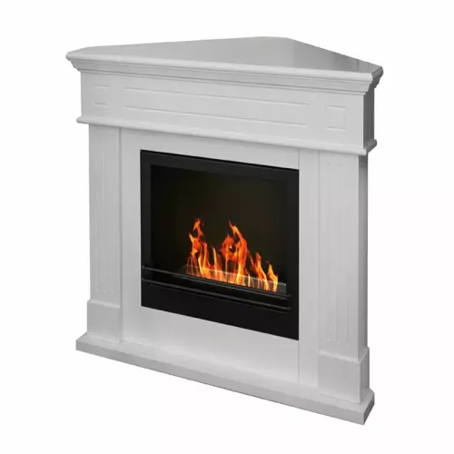 Camino ad angolo a bioetanolo da terra FORD 3,2 kW : Camino a bioetanolo angolare da terra FORD 3,2 kW - Bianco