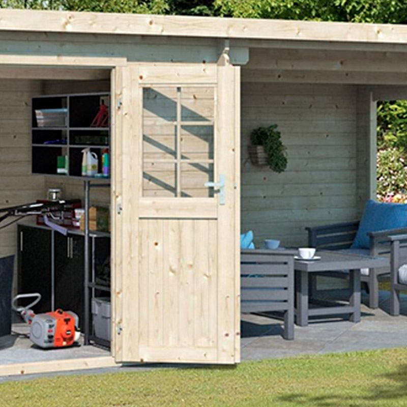 Porta con maniglia casetta in legno da giardino Stelvio Porta con maniglia casetta in legno da giardino Stelvio