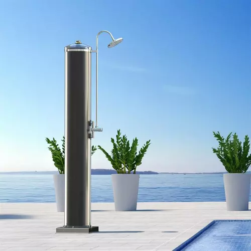 Doccia solare da giardino ADIGE 120 LITRI in acciaio vetroporcellanato : con miscelatore temporizzato