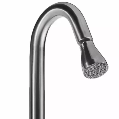 Doccia da interno ed esterno STINTINO INOX in acciaio 316L, con lavapiedi e docce mobile