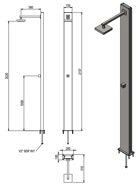 Doccia da esterno NIAGARA in acciaio 304