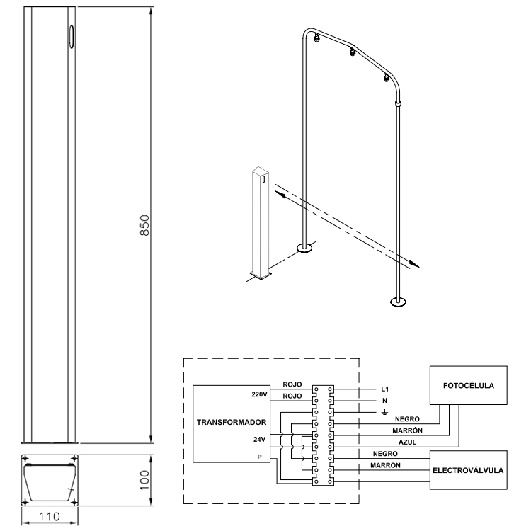 Colonna di Comando con fotocellula temporizzata